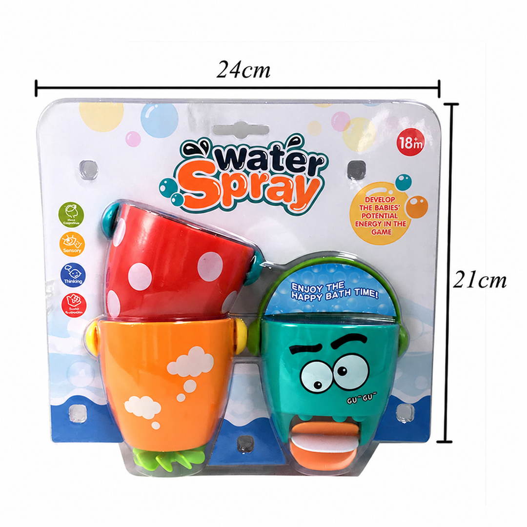 Packaged set of three bath buckets with measurements marked 24 cm wide and 21 cm tall.