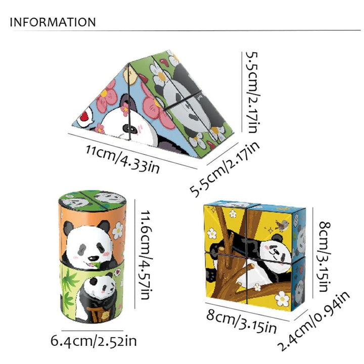 Measurements for the Triangle, Cylinder, and Square panda puzzle designs