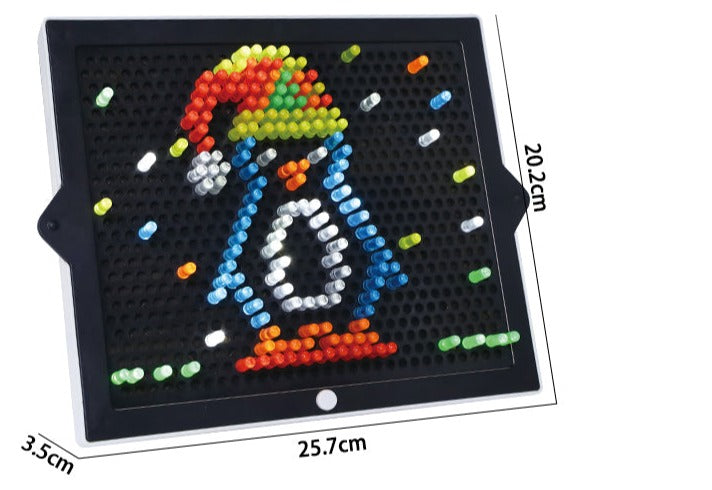 Penguin peg design on a light-up board measuring 25.7 x 20.2 x 3.5 cm