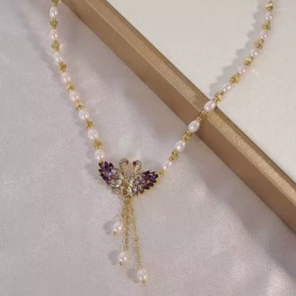 Petaline Purple Swan Heart Necklace Product Image 05
