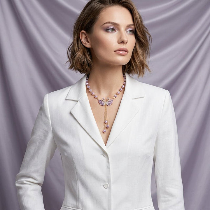 Petaline Purple Swan Heart Necklace Product Image 07