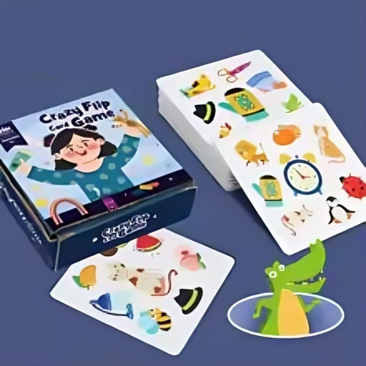 Matching card game without the bell, shown with its box and picture cards