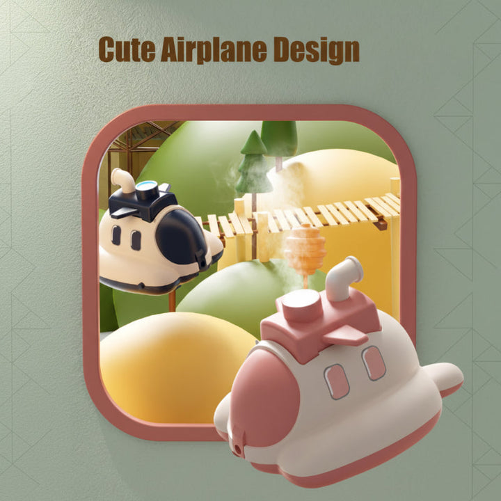 Pink and blue airplane-style vehicles with white bodies and rounded noses