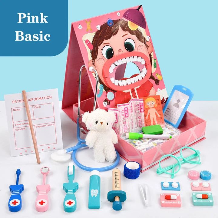 Pink Standard dentist play set with a model mouth, storage box, toy tools, and accessories