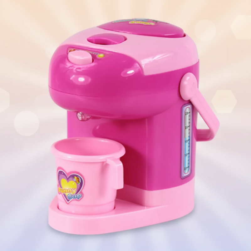 Pink toy water dispenser with a matching cup