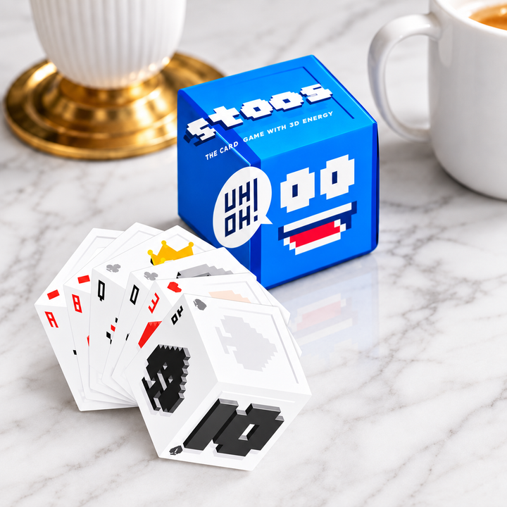 Numbered cards with pixel-style symbols displayed beside a blue game box