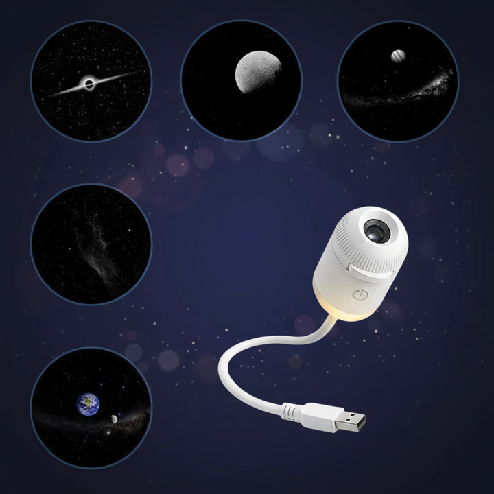 Galaxy lamp with five planet and star-field disc previews