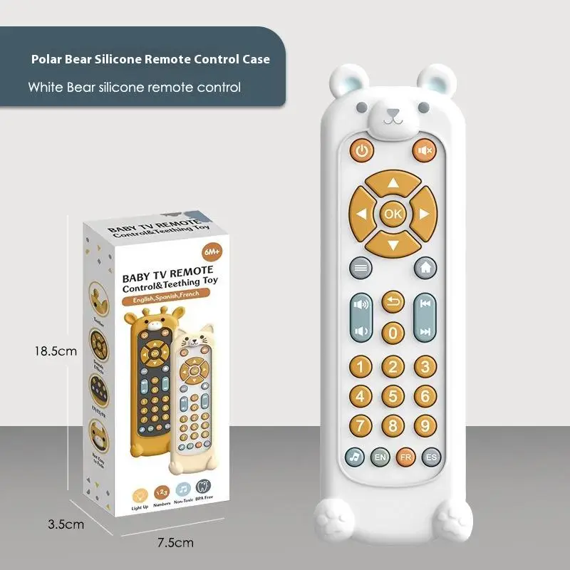 White polar bear toy remote beside its retail box