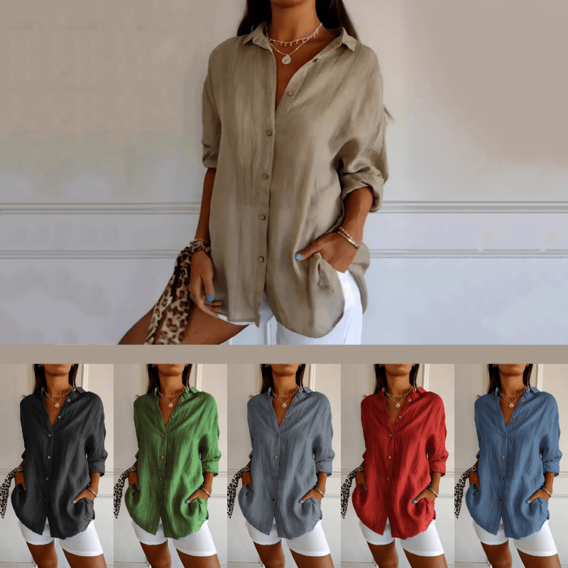 Polished Plus Size Pleated Lapel Shirt Product Image 06