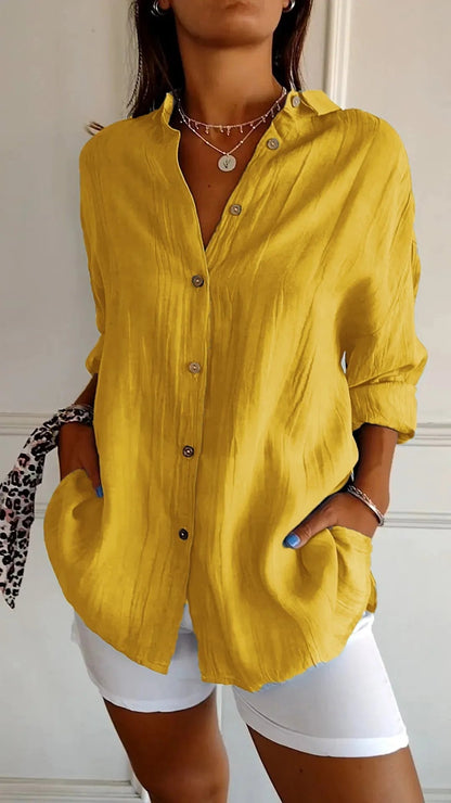 Polished Plus Size Pleated Lapel Shirt Product Image 10
