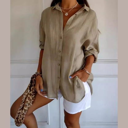 Polished Plus Size Pleated Lapel Shirt Product Image 12