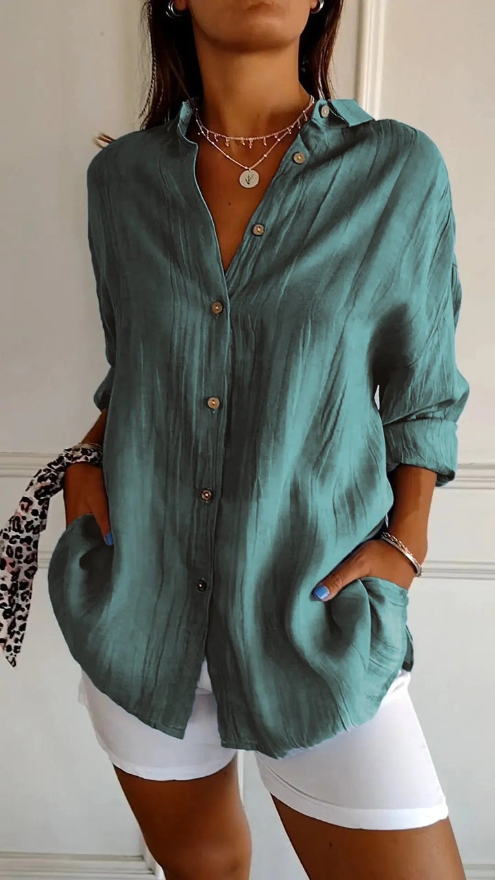 Polished Plus Size Pleated Lapel Shirt Product Image 13