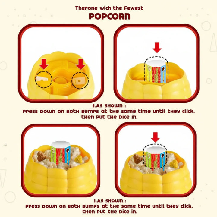 Illustrated setup steps showing the top sections and placement of the die