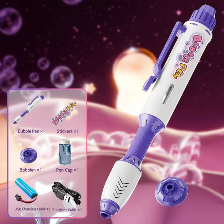 Purple bubble pen with a matching bubble head and an accessory inset.
