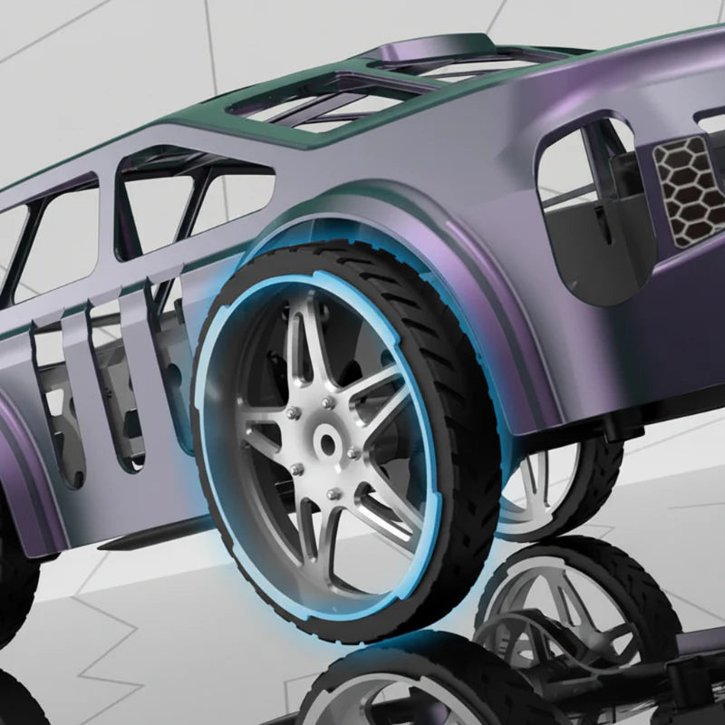 Close-up of the purple RC car&