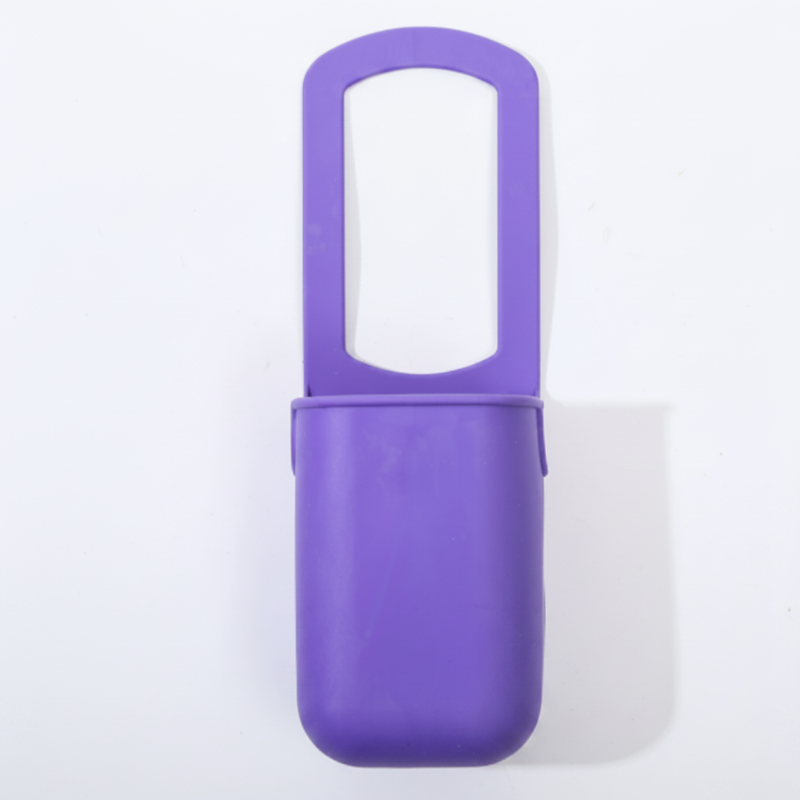 Purple silicone cup holder with a long attachment loop.