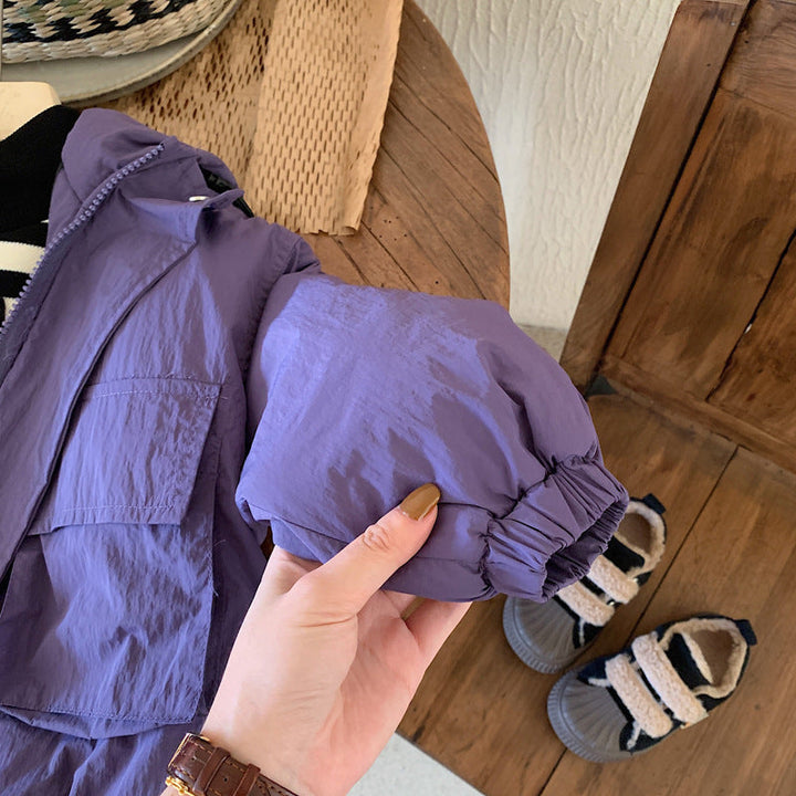 Close-up of a purple windbreaker&