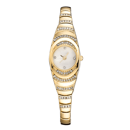 Radiant Rhinestone Bracelet Watch Adjustable Metal Band Product Image 01