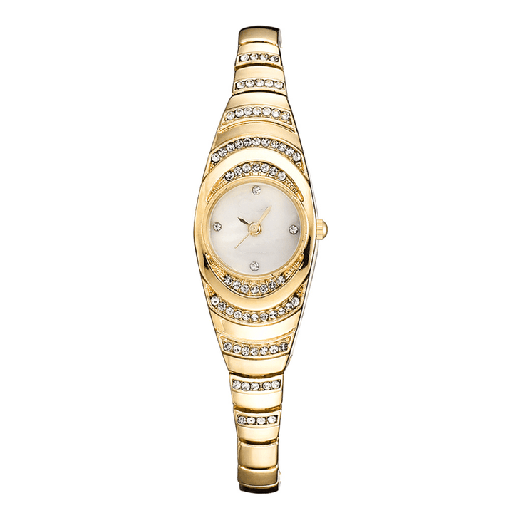 Radiant Rhinestone Bracelet Watch Adjustable Metal Band Product Image 01
