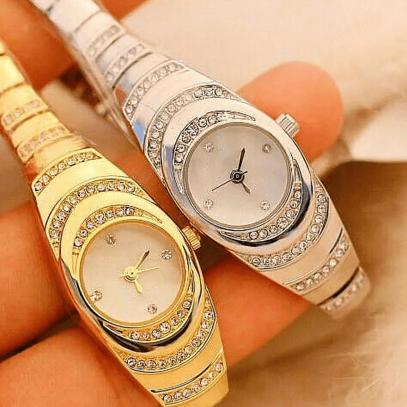 Radiant Rhinestone Bracelet Watch Adjustable Metal Band Product Image 03