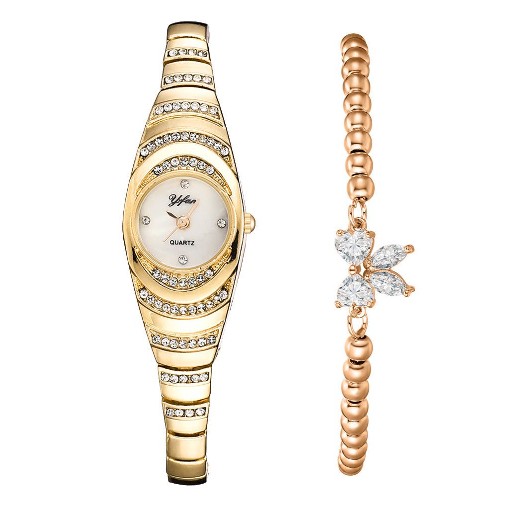 Radiant Rhinestone Bracelet Watch Adjustable Metal Band Product Image 04