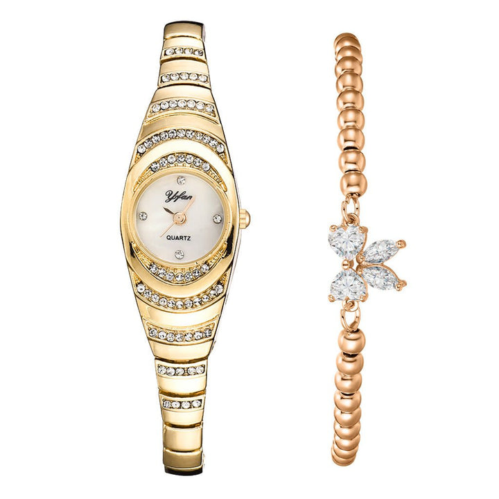 Radiant Rhinestone Bracelet Watch Adjustable Metal Band Product Image 04