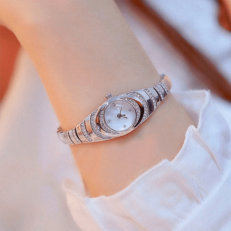Radiant Rhinestone Bracelet Watch Adjustable Metal Band Product Image 06