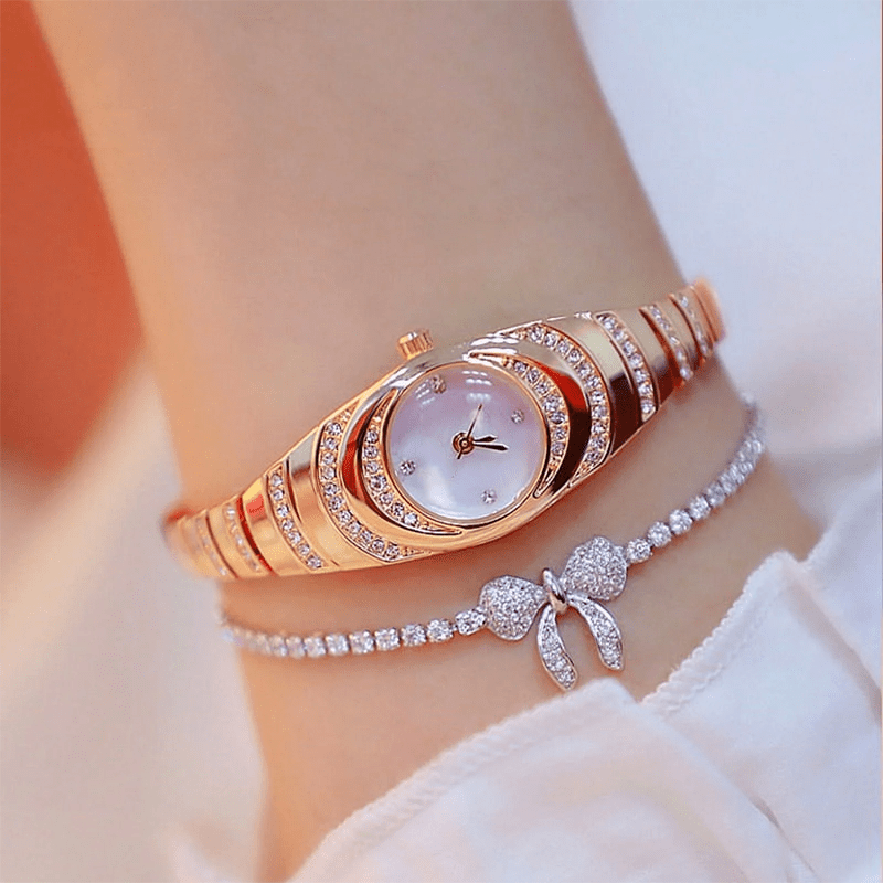 Radiant Rhinestone Bracelet Watch Adjustable Metal Band Product Image 09