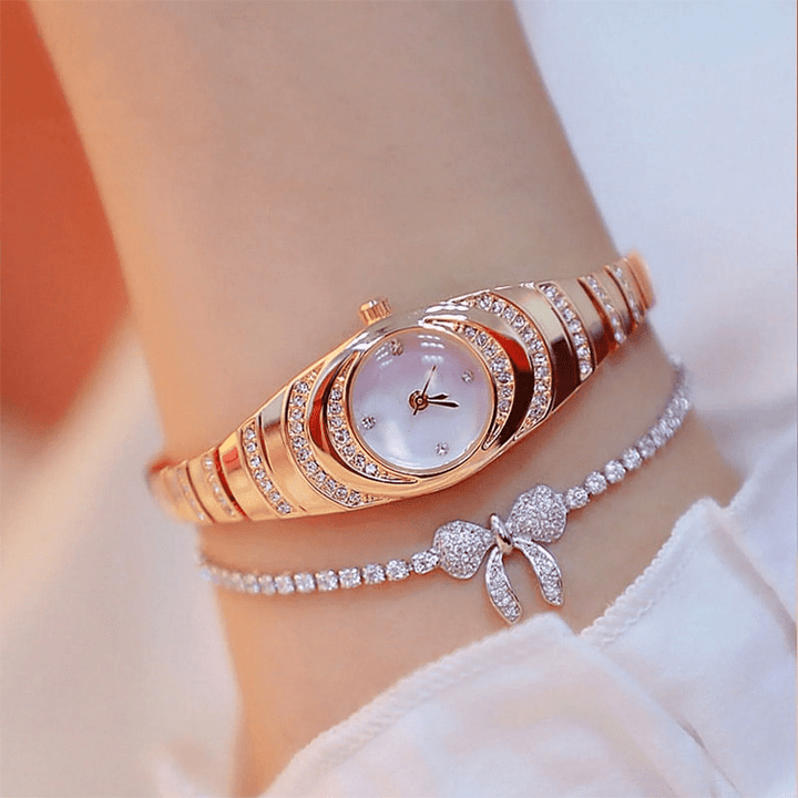 Radiant Rhinestone Bracelet Watch Adjustable Metal Band Product Image 09
