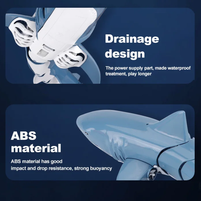 Drainage details and ABS plastic body construction of the RC shark