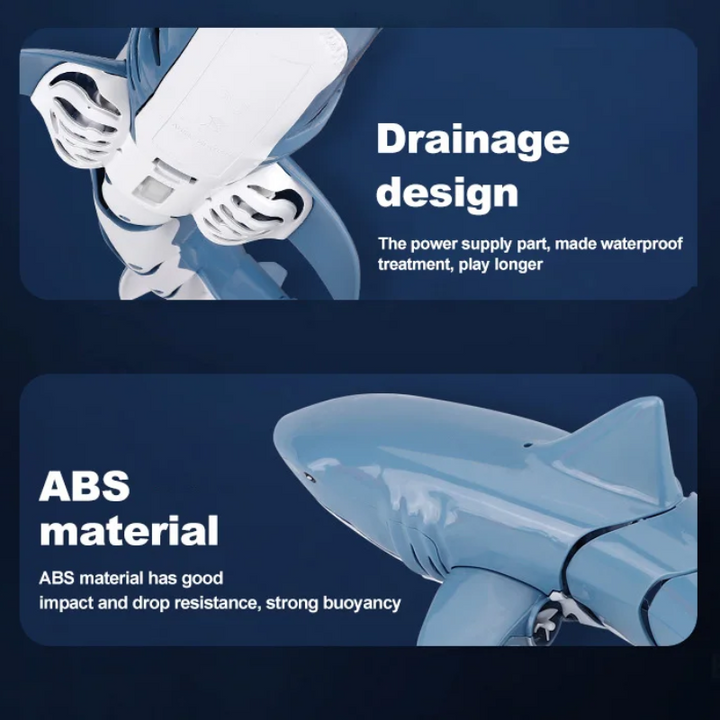 Drainage details and ABS plastic body construction of the RC shark