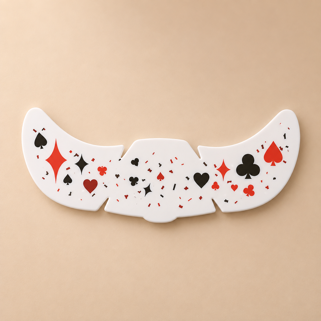 Temporary face sticker sheet with red and black hearts, diamonds, spades, and clubs