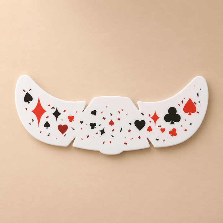 Temporary face sticker sheet with red and black hearts, diamonds, spades, and clubs