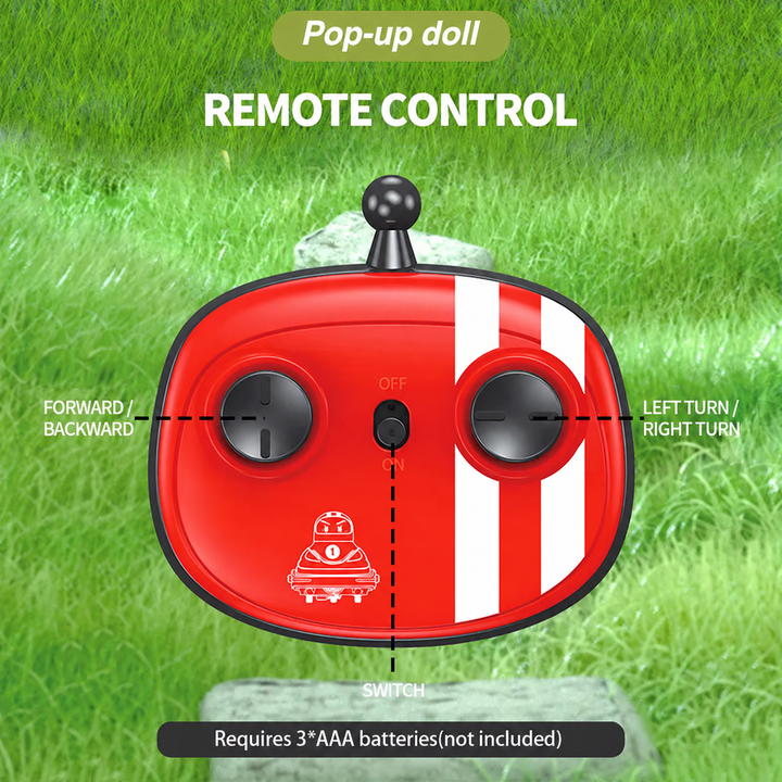 Red bumper car remote with forward, reverse, left, and right controls
