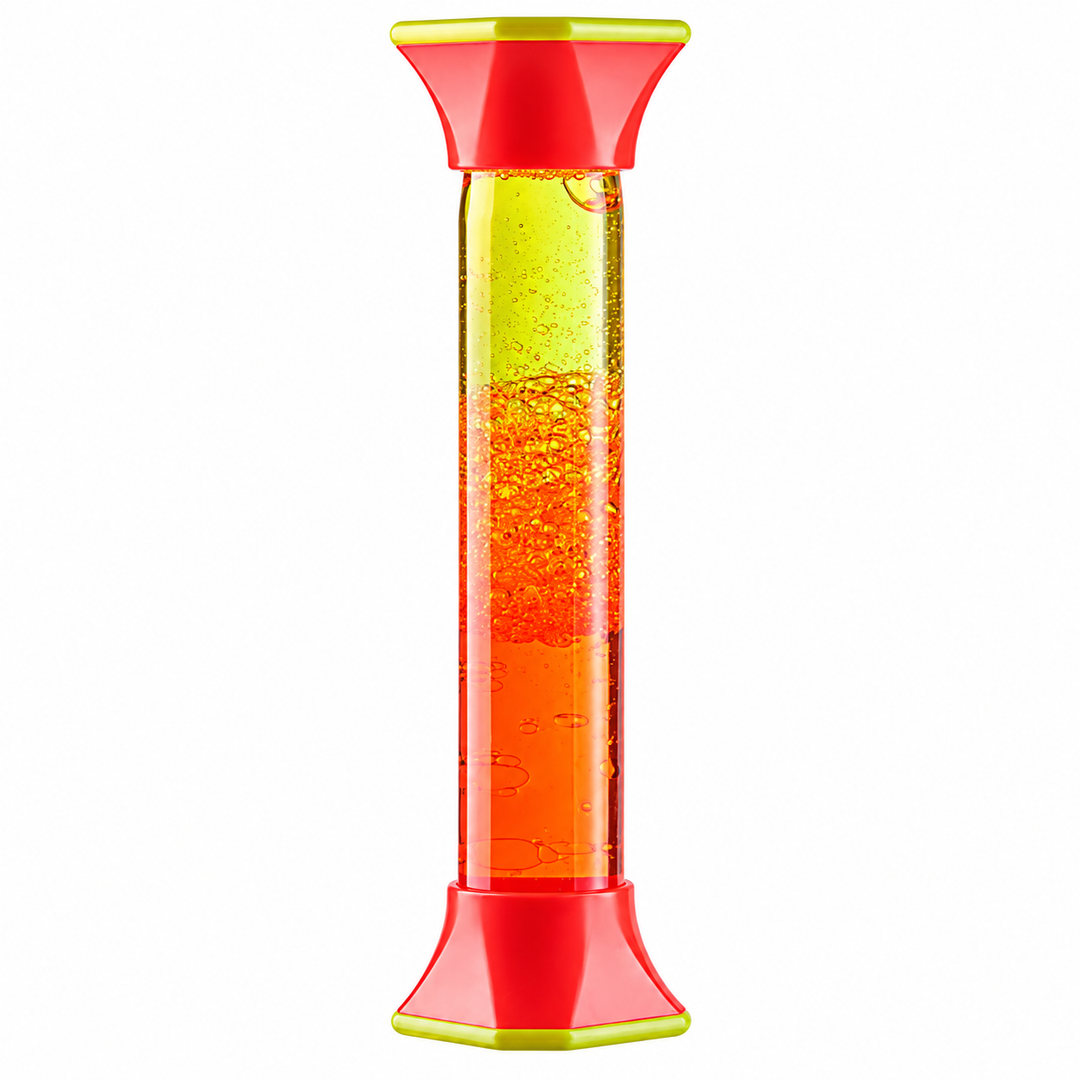 Color Mix sensory tube with orange and yellow liquid and red end caps