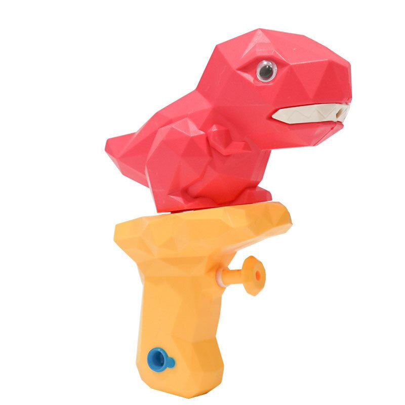 Red dinosaur water gun with a yellow handle and orange trigger.