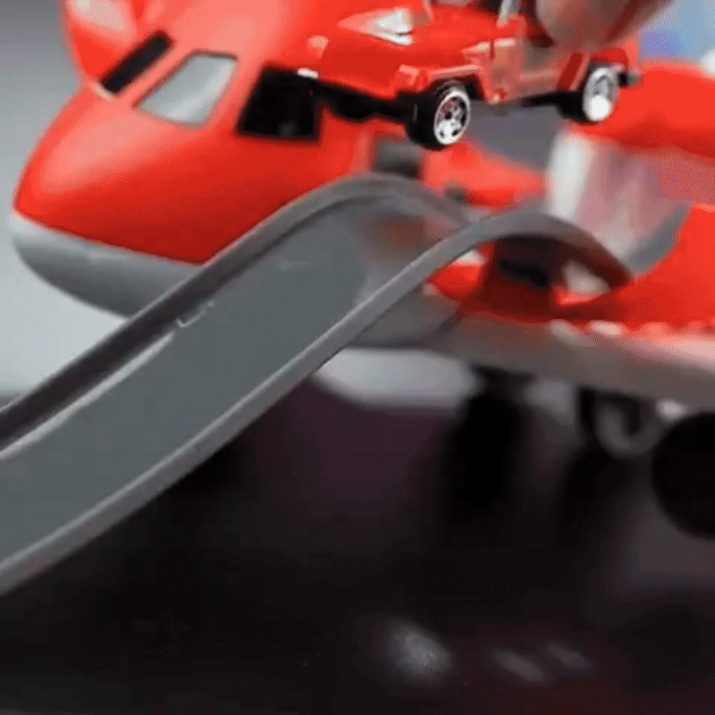 Red mini vehicle on the airplane play set&