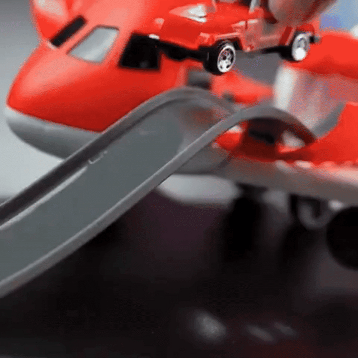 Red mini vehicle on the airplane play set&