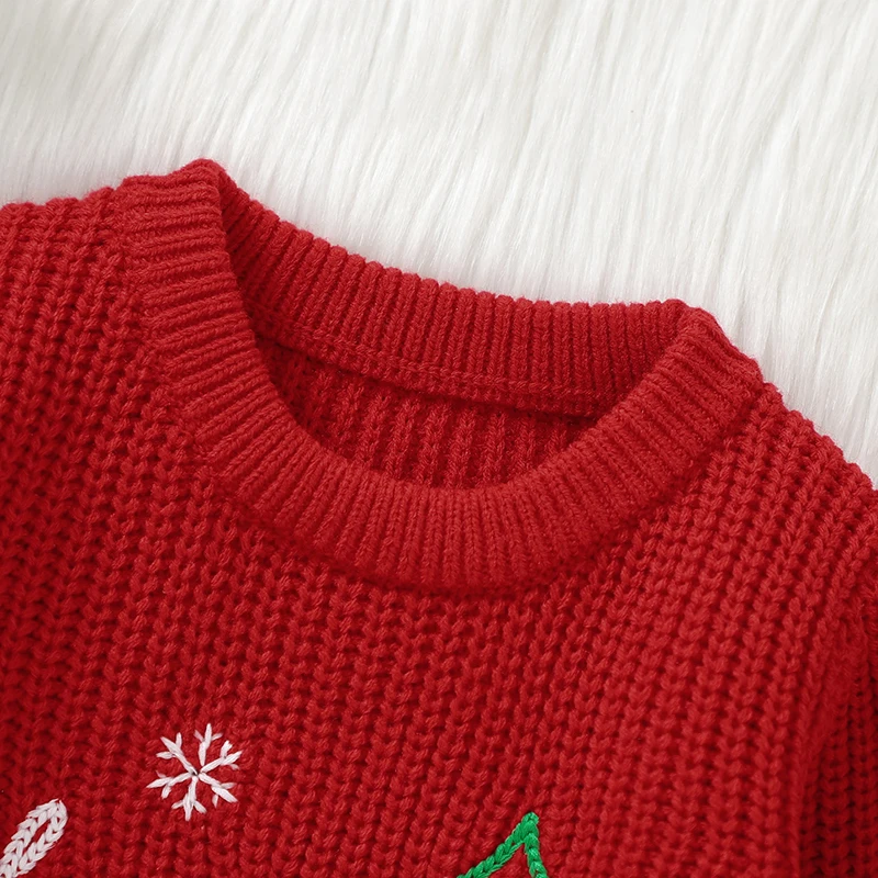 Close-up of the red sweater&
