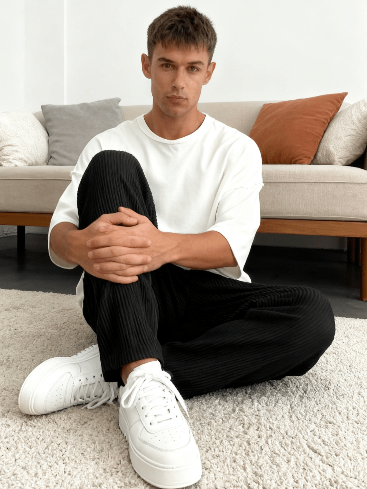 Relaxed Heavyweight Knit Wide Leg Pants Product Image 07