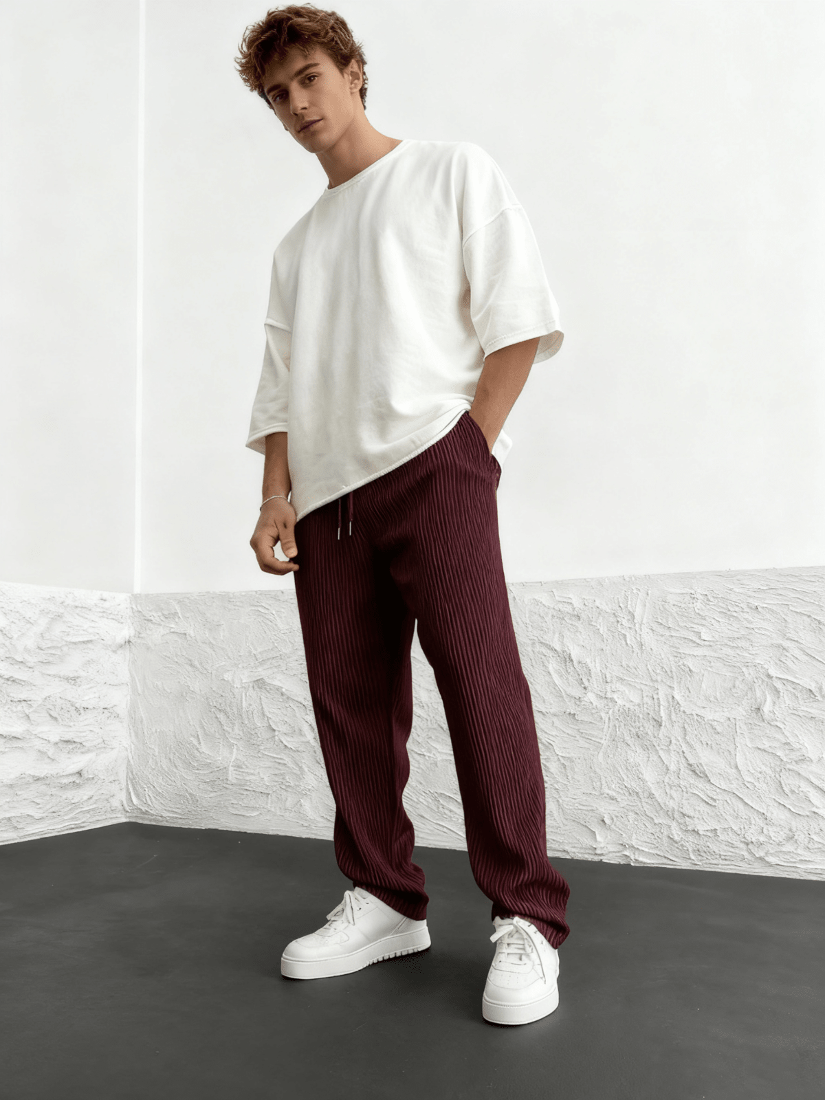 Relaxed Heavyweight Knit Wide Leg Pants Product Image 09