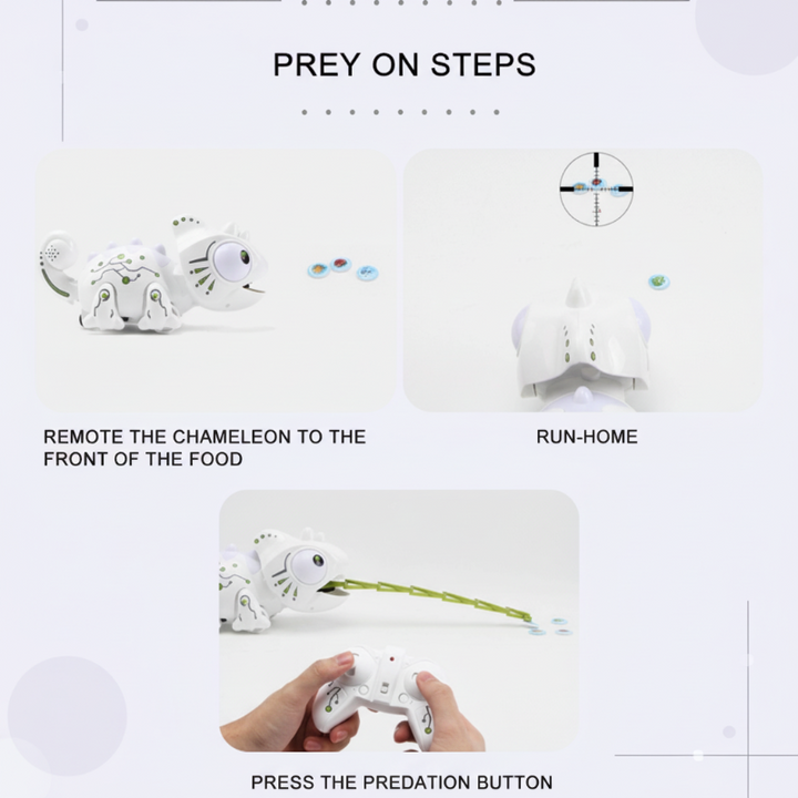 Illustrated guide to steering the chameleon toward a disc and activating its tongue.