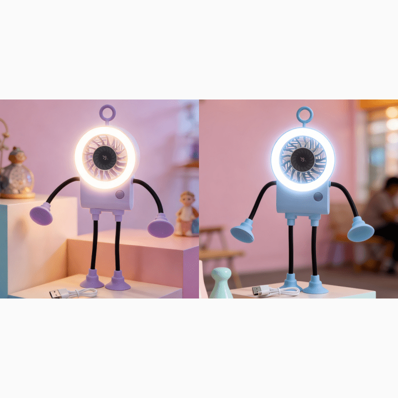 Ripple Bendable Desk Fan Led Ring Light Product Image 03