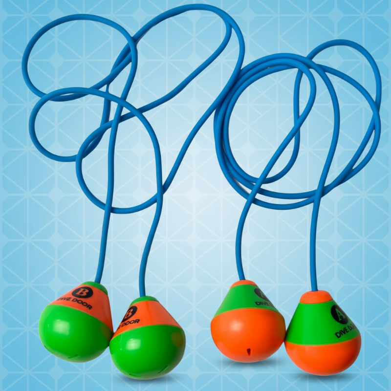 Rope option with four blue diving loops and green-and-orange ends