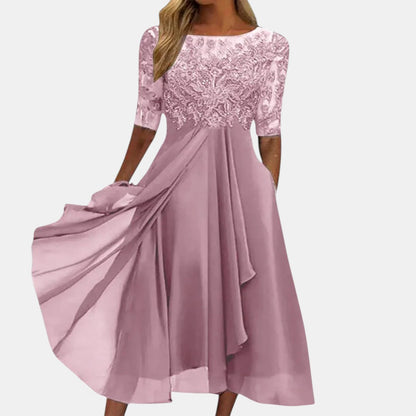Rosette Lace Occasion Dress Layered Skirt Product Image 02