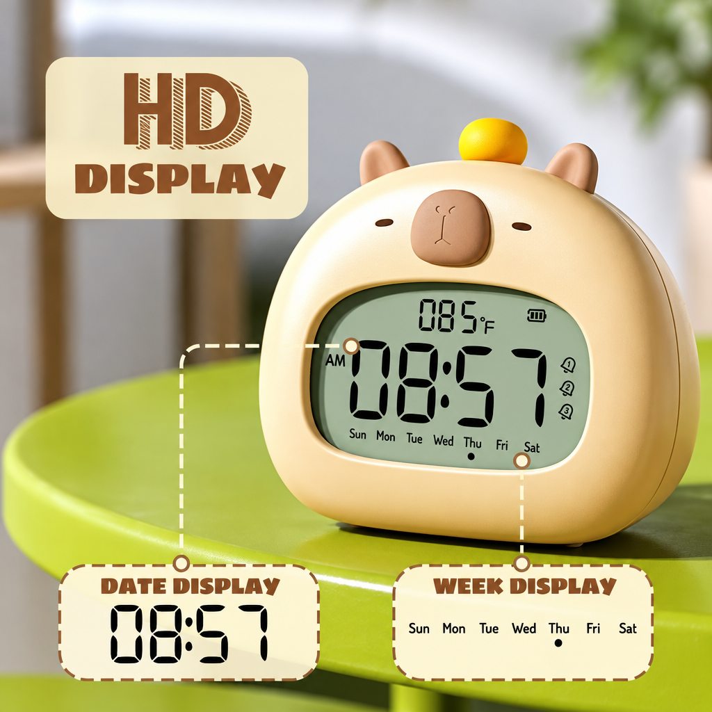 Close-up of the rounded capybara clock&