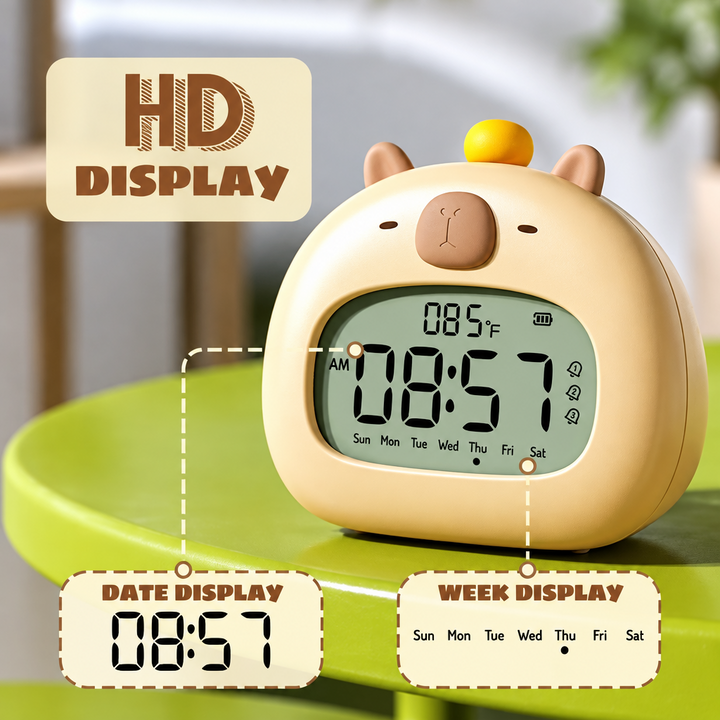 Close-up of the rounded capybara clock&