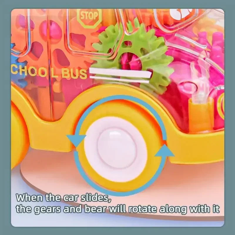 Close-up of the yellow school bus toy&