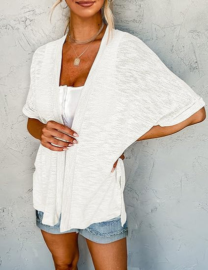 Seren Lightweight Draped Short Sleeve Cardigan Product Image 04