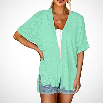 Seren Lightweight Draped Short Sleeve Cardigan Product Image 07